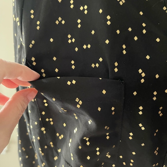 Attention Black & Gold Blouse Size Large - Picture 4 of 11